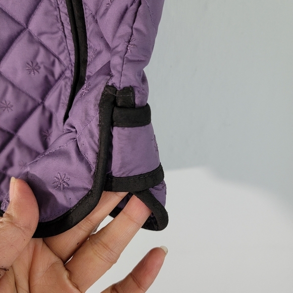 VTG Eddie Bauer Women's DOWN Fill Quilted Vest Sz L Purple Full-Zip Pocket - Picture 6 of 12